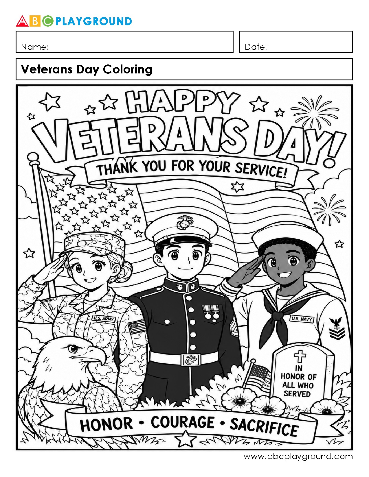 Veterans Day Coloring Page Honoring Our Heroes